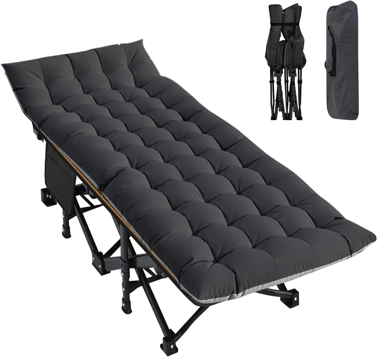 XXL Folding Camping Cot with Mattress, Bed Frame & Carry Bag – Heavy Duty Portable Bed for Outdoor, Travel & Indoor Use