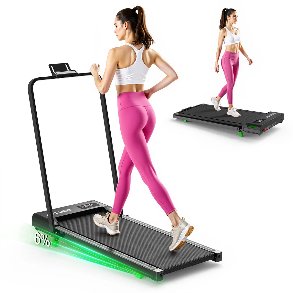 Under Desk Treadmill with 6% Incline & Adjustable Stepper – 2.5HP Brushless Motor, 330lbs Capacity, LED Display, Remote Control for Home & Office