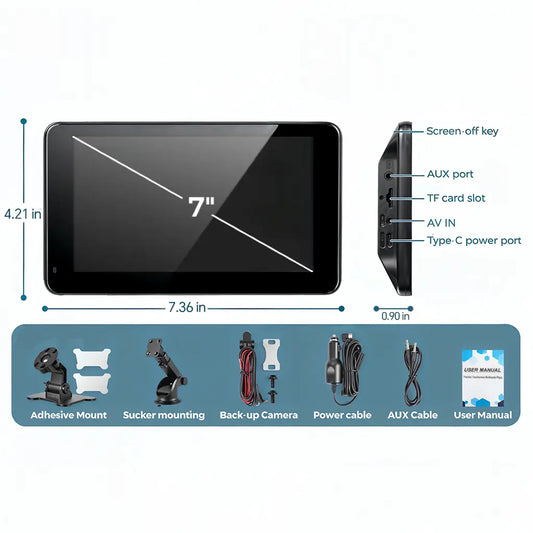 Wireless CarPlay Screen for Android & iPhone – Portable Car Play Adapter with Car Media Player & Monitor