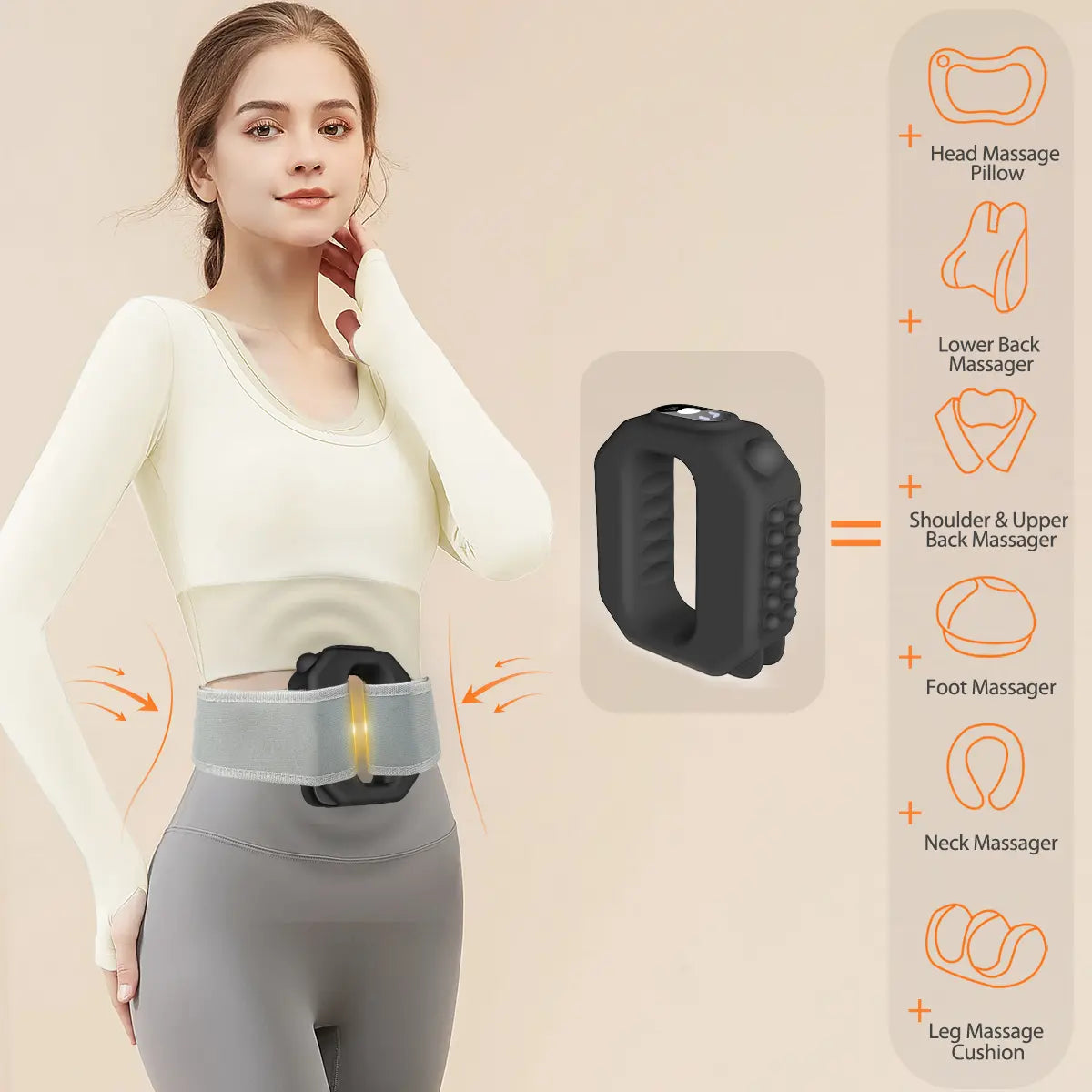 Fascia Ring Mini Muscle Recovery Device – Cordless Rechargeable, Adjustable Strap up to 55" Waist, Portable Massager for Waist & Back Relief