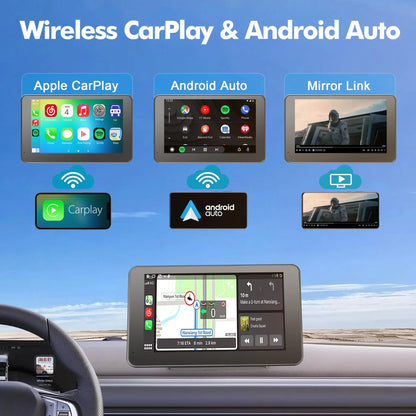Wireless CarPlay Screen for Android & iPhone – Portable Car Play Adapter with Car Media Player & Monitor