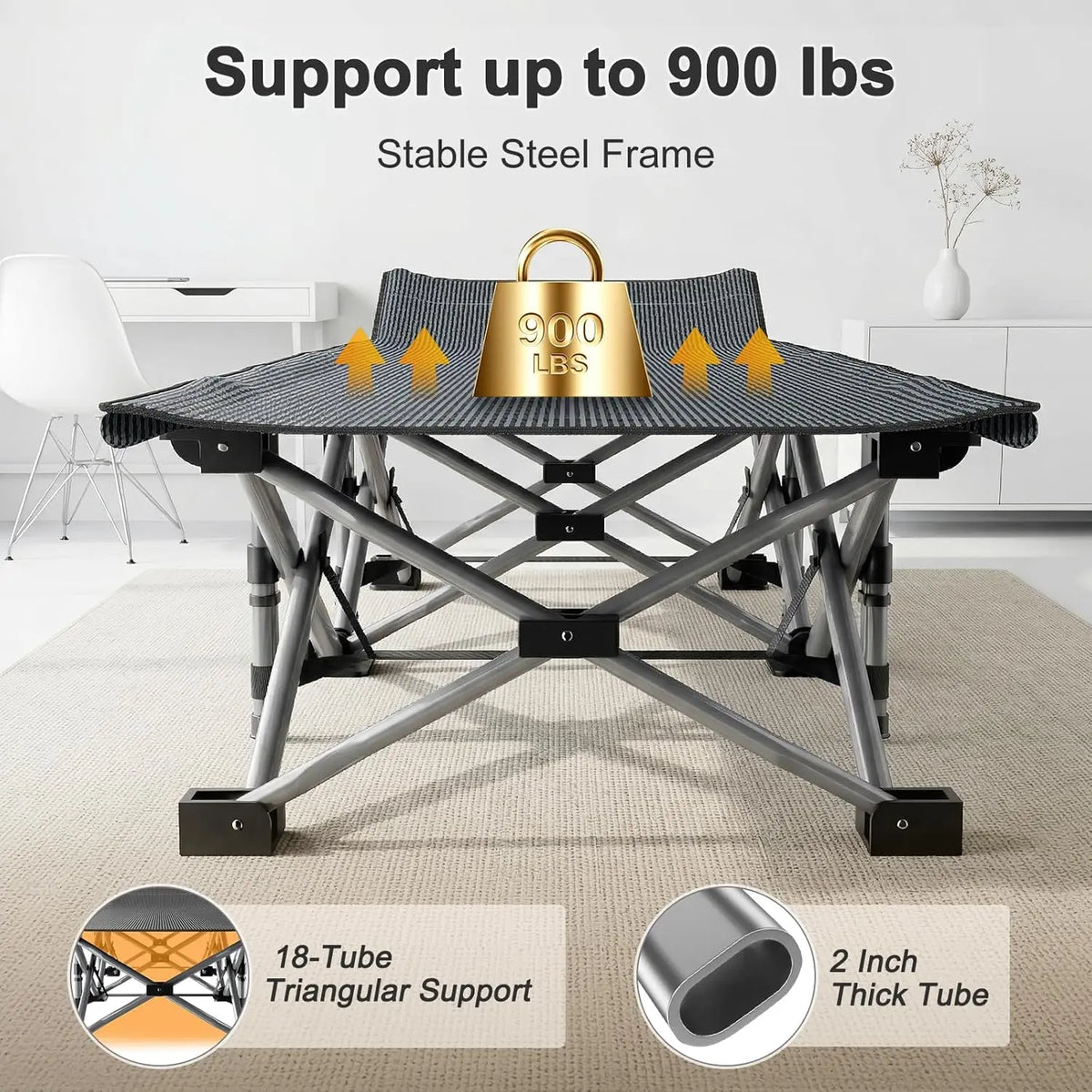 XXL Folding Camping Cot with Mattress, Bed Frame & Carry Bag – Heavy Duty Portable Bed for Outdoor, Travel & Indoor Use