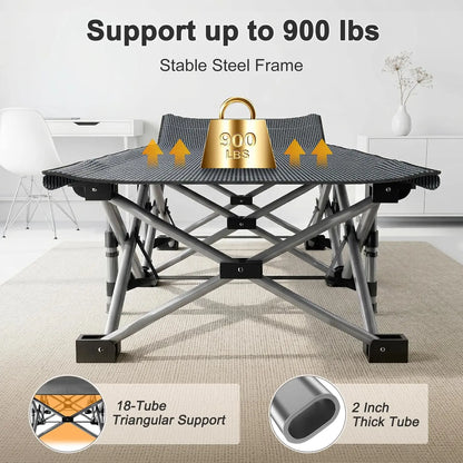 XXL Folding Camping Cot with Mattress, Bed Frame & Carry Bag – Heavy Duty Portable Bed for Outdoor, Travel & Indoor Use