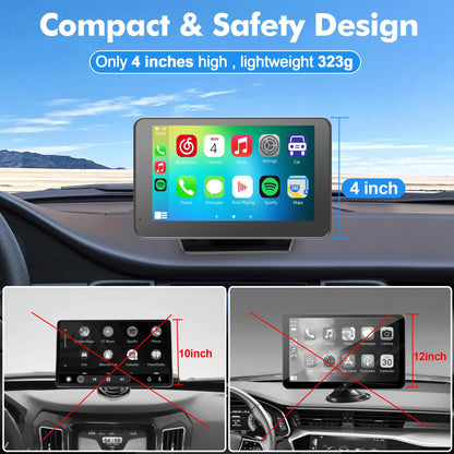Wireless CarPlay Screen for Android & iPhone – Portable Car Play Adapter with Car Media Player & Monitor