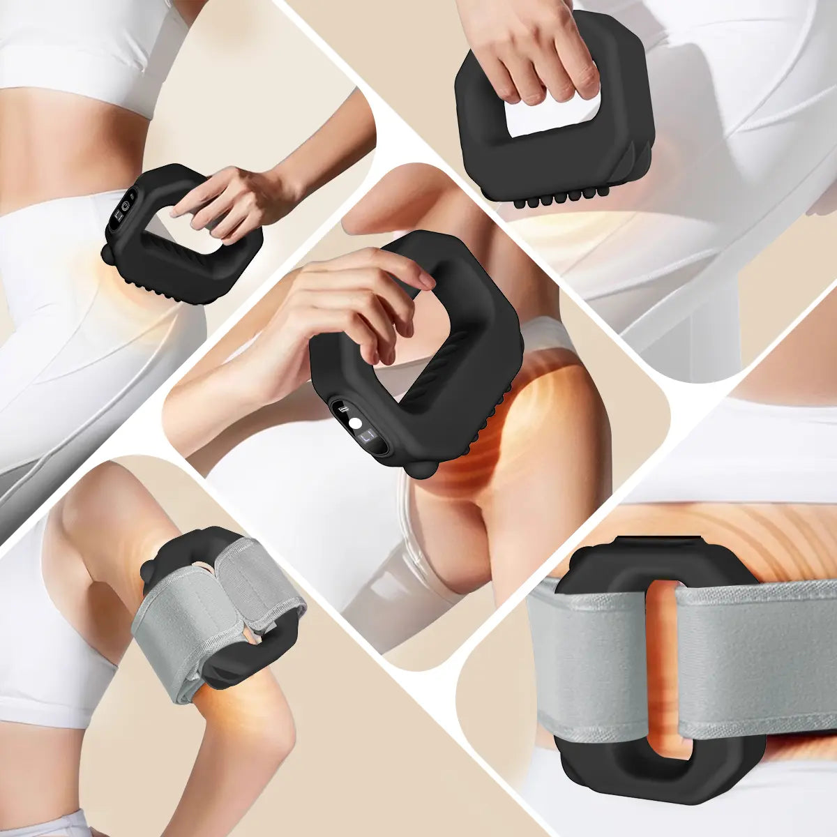 Fascia Ring Mini Muscle Recovery Device – Cordless Rechargeable, Adjustable Strap up to 55" Waist, Portable Massager for Waist & Back Relief