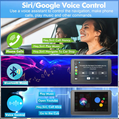 Wireless CarPlay Screen for Android & iPhone – Portable Car Play Adapter with Car Media Player & Monitor