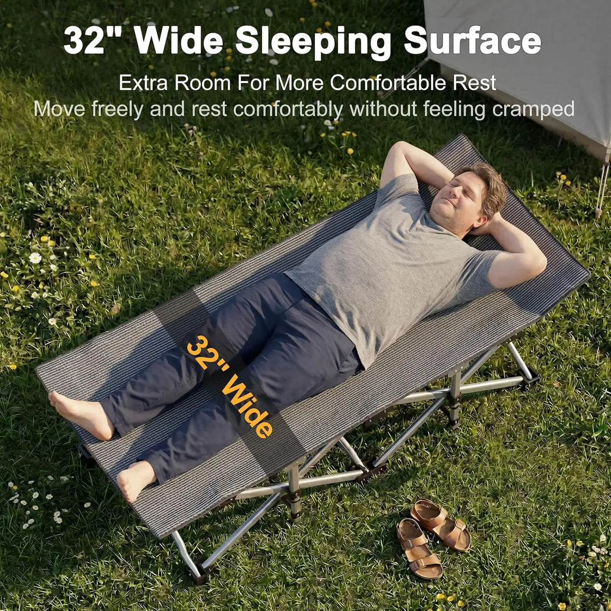 XXL Folding Camping Cot with Mattress, Bed Frame & Carry Bag – Heavy Duty Portable Bed for Outdoor, Travel & Indoor Use