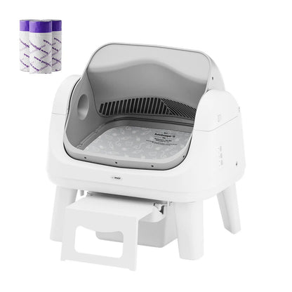 Open-Top Automatic Self-Cleaning Cat Litter Box – Easy-Entry Front Step, Triple Safety Protection, No App Required