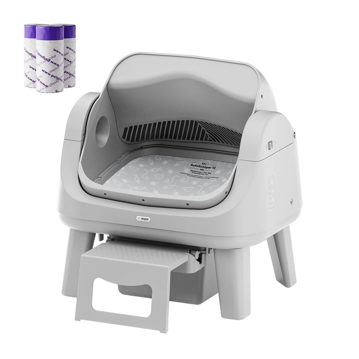 Open-Top Automatic Self-Cleaning Cat Litter Box – Easy-Entry Front Step, Triple Safety Protection, No App Required
