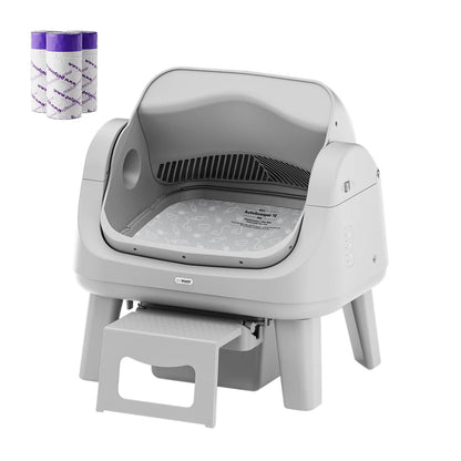 Open-Top Automatic Self-Cleaning Cat Litter Box – Easy-Entry Front Step, Triple Safety Protection, No App Required