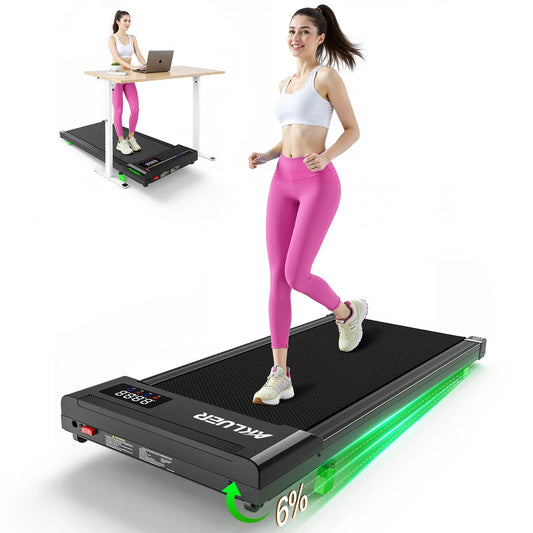 Under Desk Treadmill with 6% Incline & Adjustable Stepper – 2.5HP Brushless Motor, 330lbs Capacity, LED Display, Remote Control for Home & Office