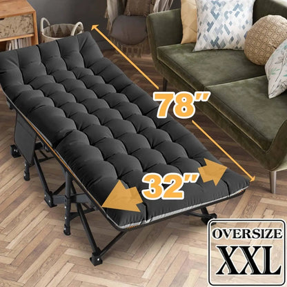 XXL Folding Camping Cot with Mattress, Bed Frame & Carry Bag – Heavy Duty Portable Bed for Outdoor, Travel & Indoor Use