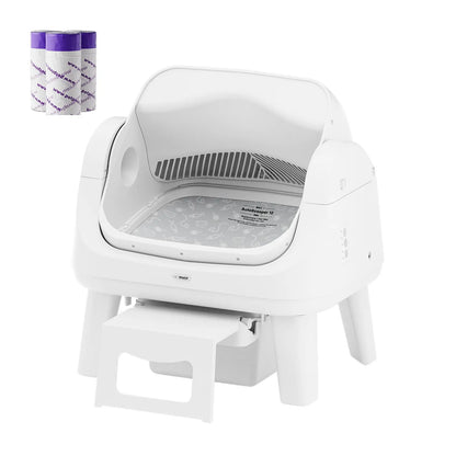 Open-Top Automatic Self-Cleaning Cat Litter Box – Easy-Entry Front Step, Triple Safety Protection, No App Required