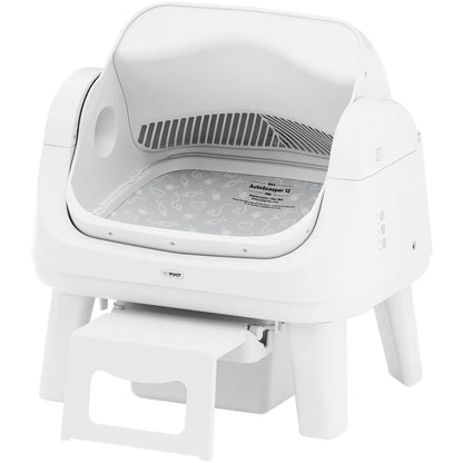 Open-Top Automatic Self-Cleaning Cat Litter Box – Easy-Entry Front Step, Triple Safety Protection, No App Required