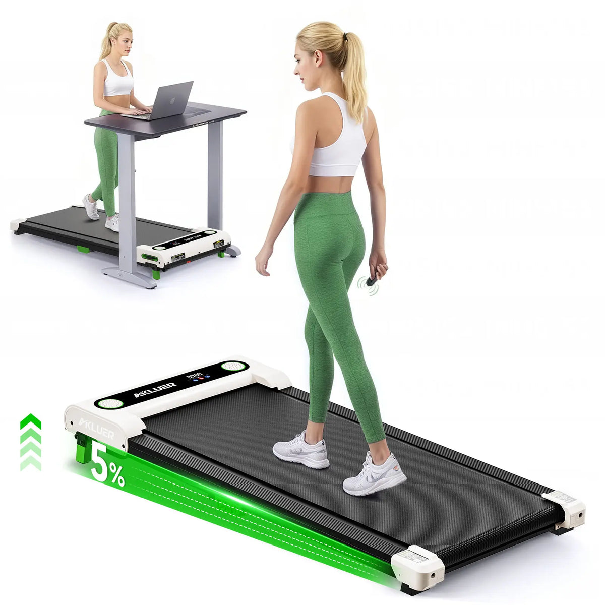 Under Desk Treadmill with 6% Incline & Adjustable Stepper – 2.5HP Brushless Motor, 330lbs Capacity, LED Display, Remote Control for Home & Office